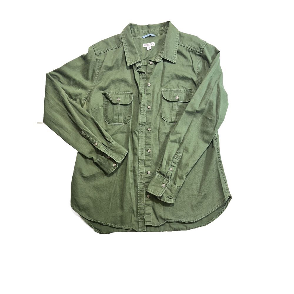 Women's L Button Up Army Green Merona‎ Brand Large